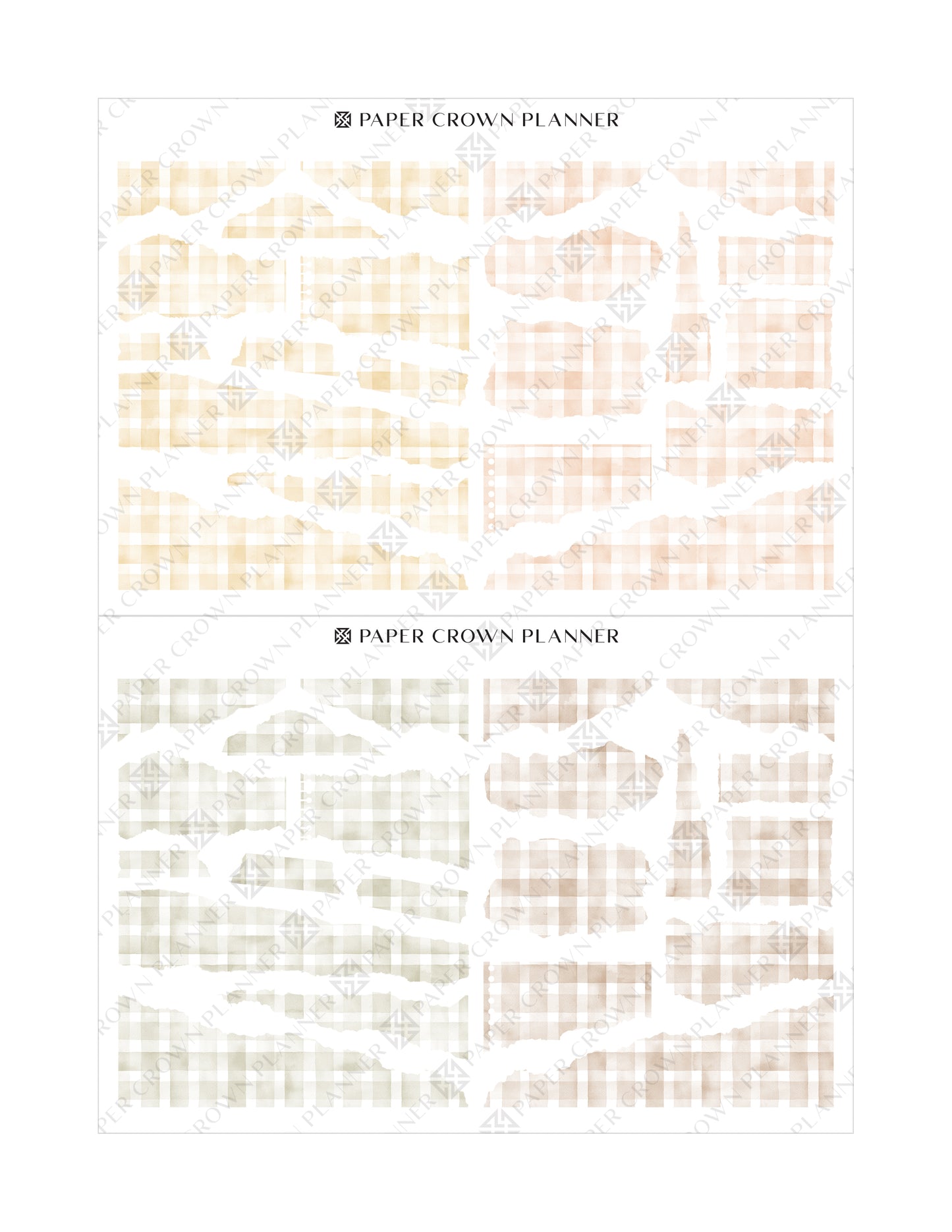 FALL GINGHAM TORN PAPER // Journaling Stickers