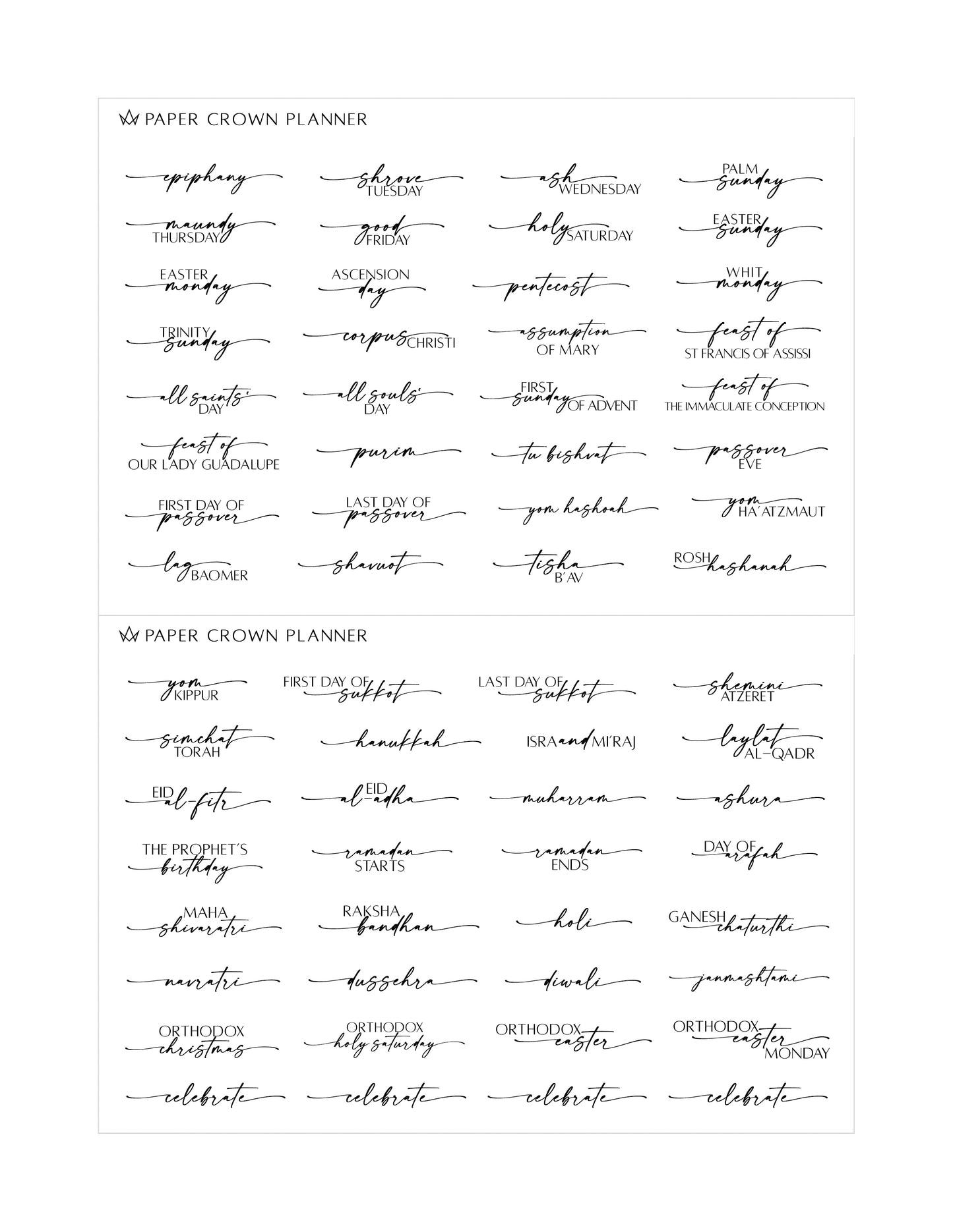 FREEBIE // Holidays And Observances