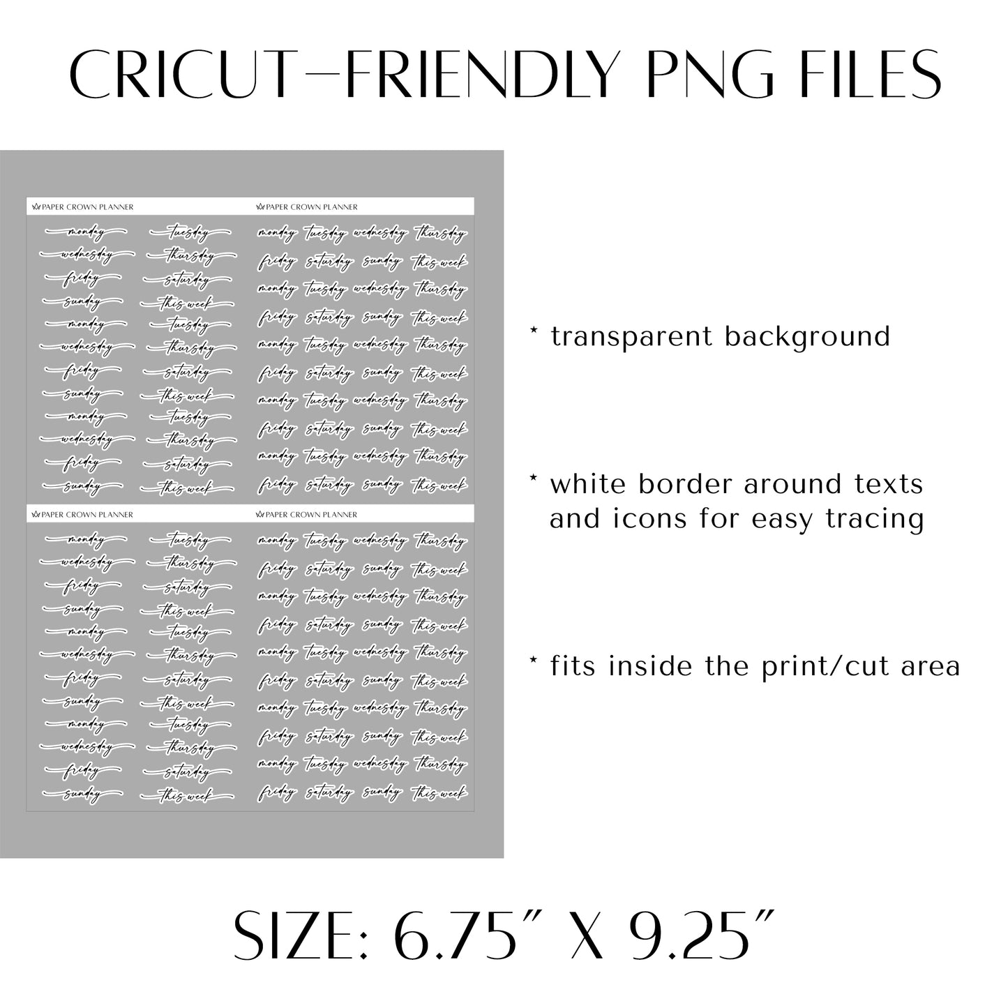 DAYS OF THE WEEK // Script Stickers