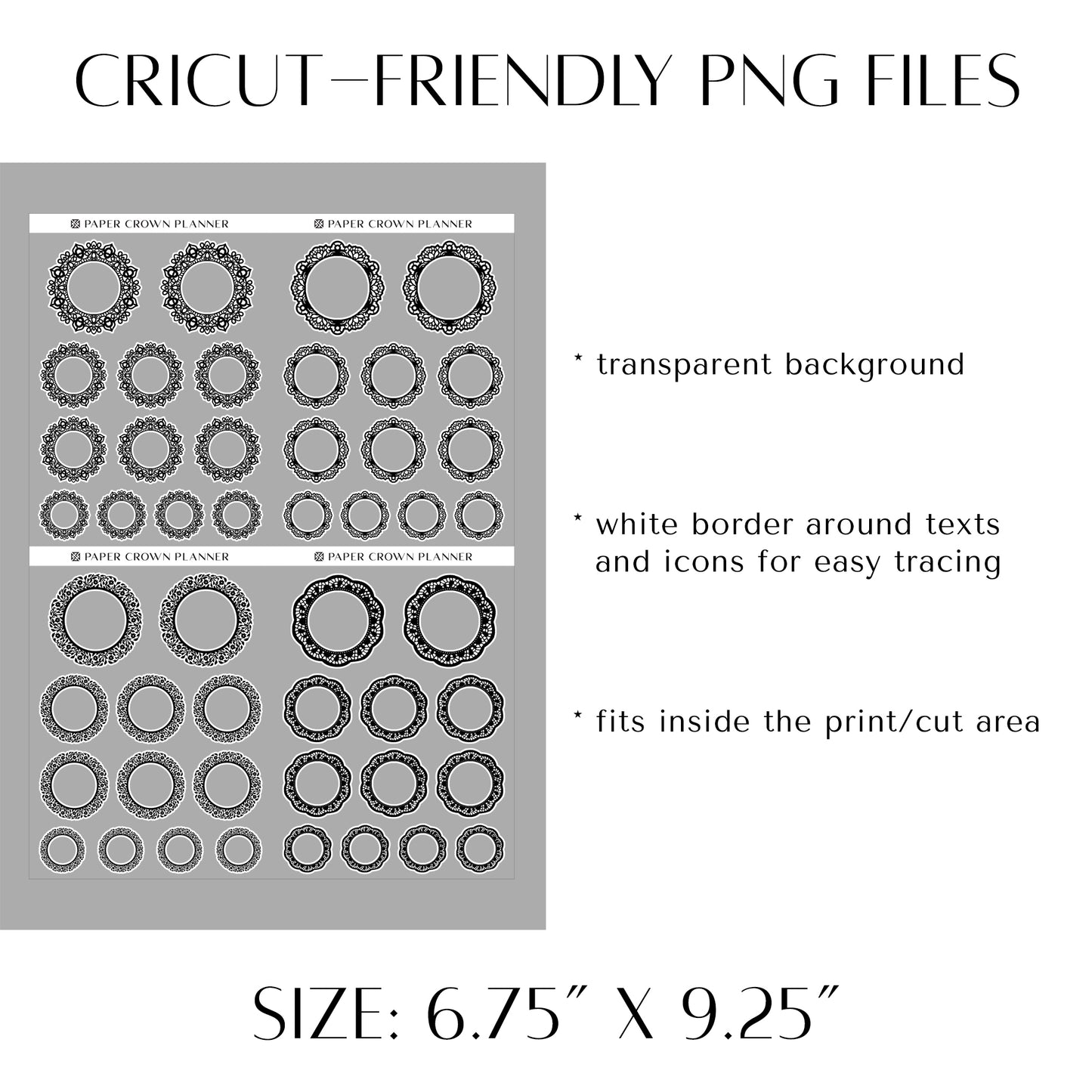 DOILY CIRCLE FRAMES // Foil-Ready Stickers