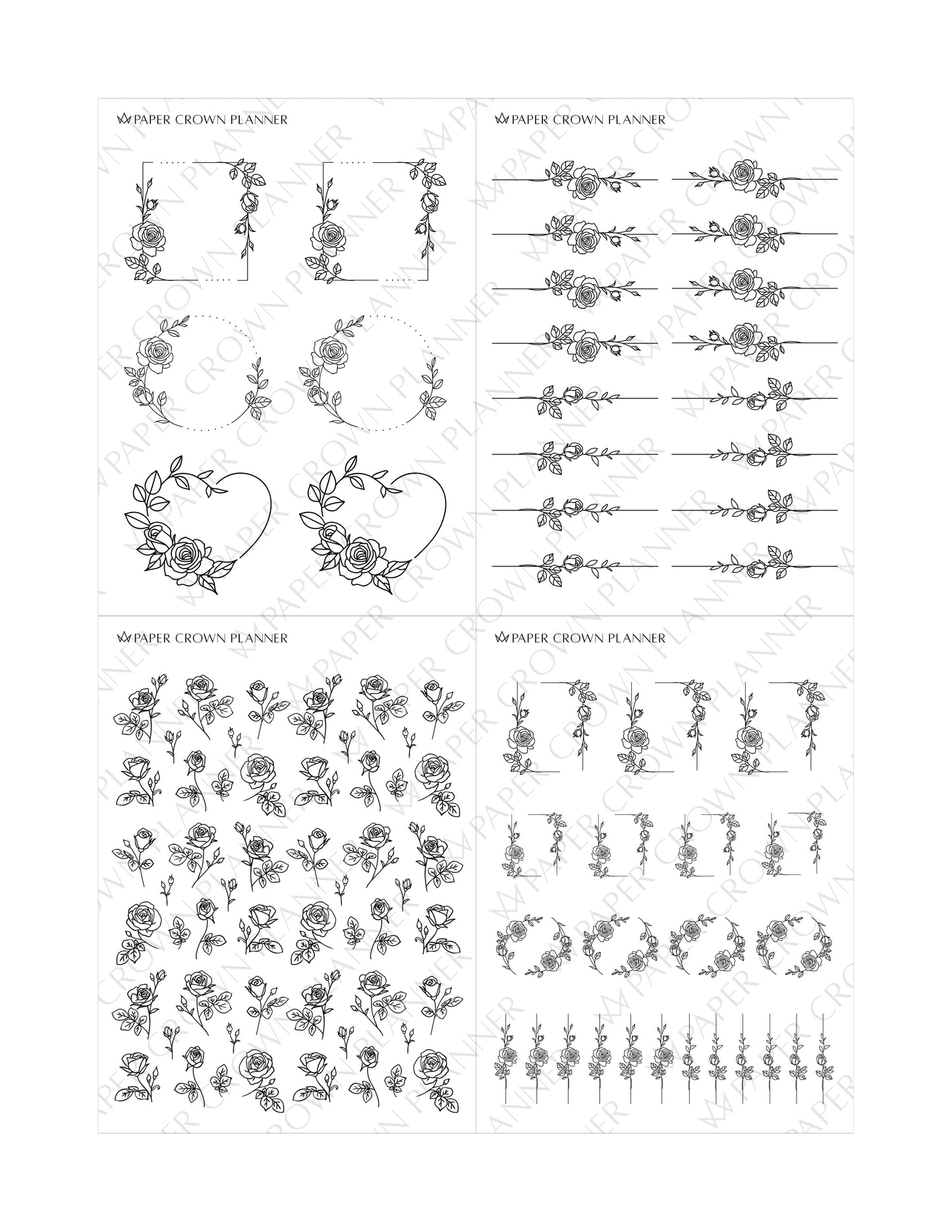 ROSES LINEART // Foil-Ready Stickers