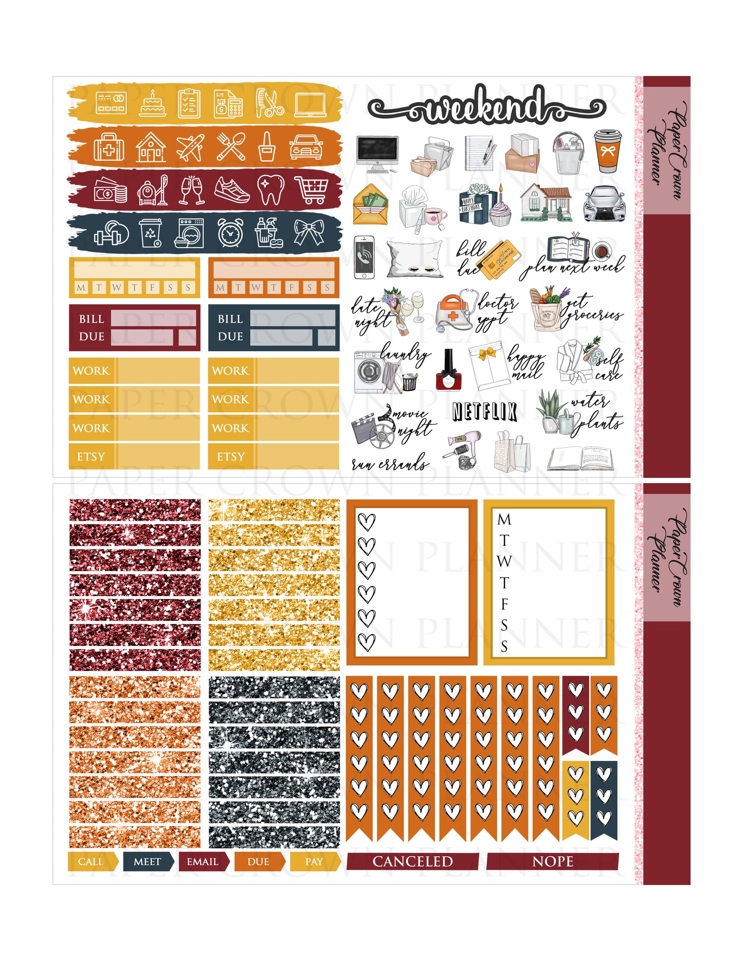 AUTUMN SUNSET // Weekly Planner Stickers