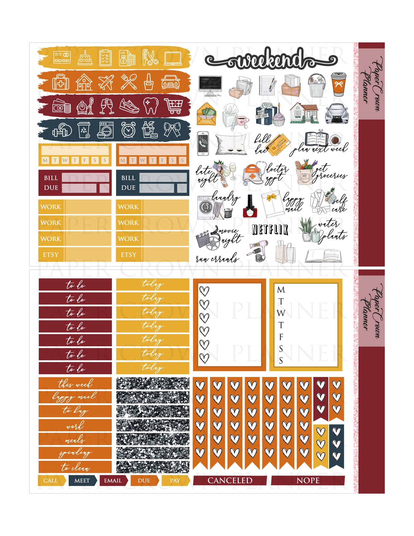 AUTUMN SUNSET // Weekly Planner Stickers
