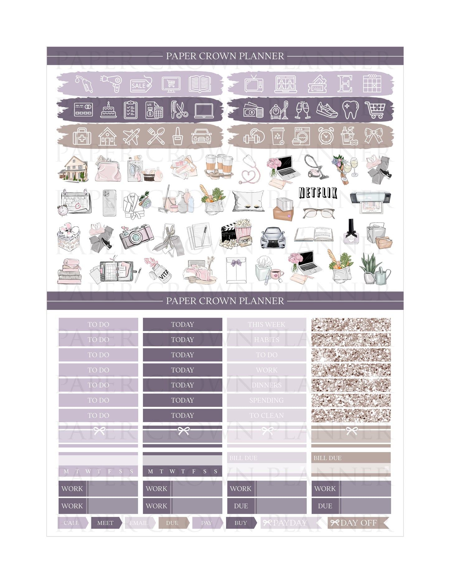 NOCTURNAL Weekly Planner Stickers