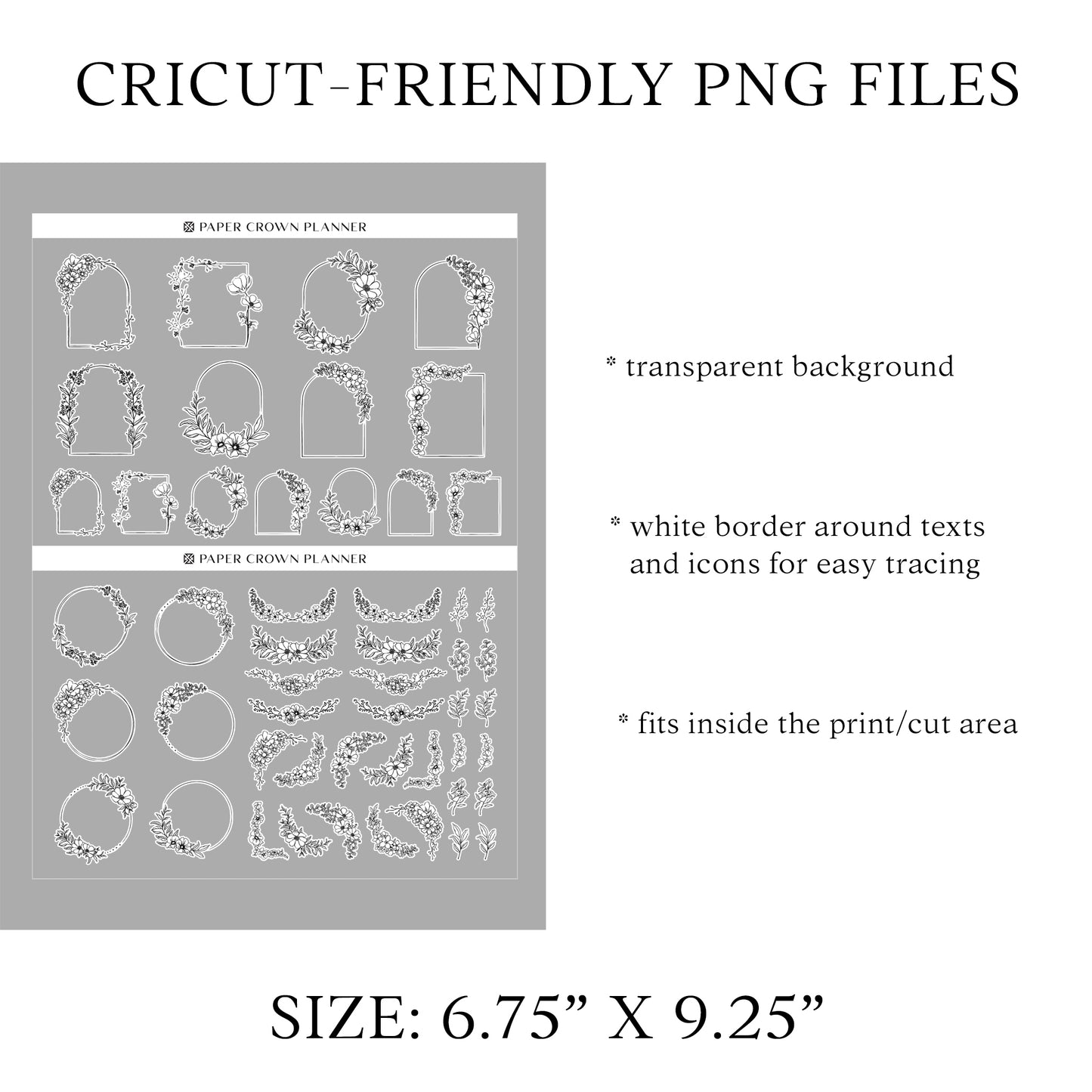 SPRING FLORAL FRAMES // Foil-Ready Stickers