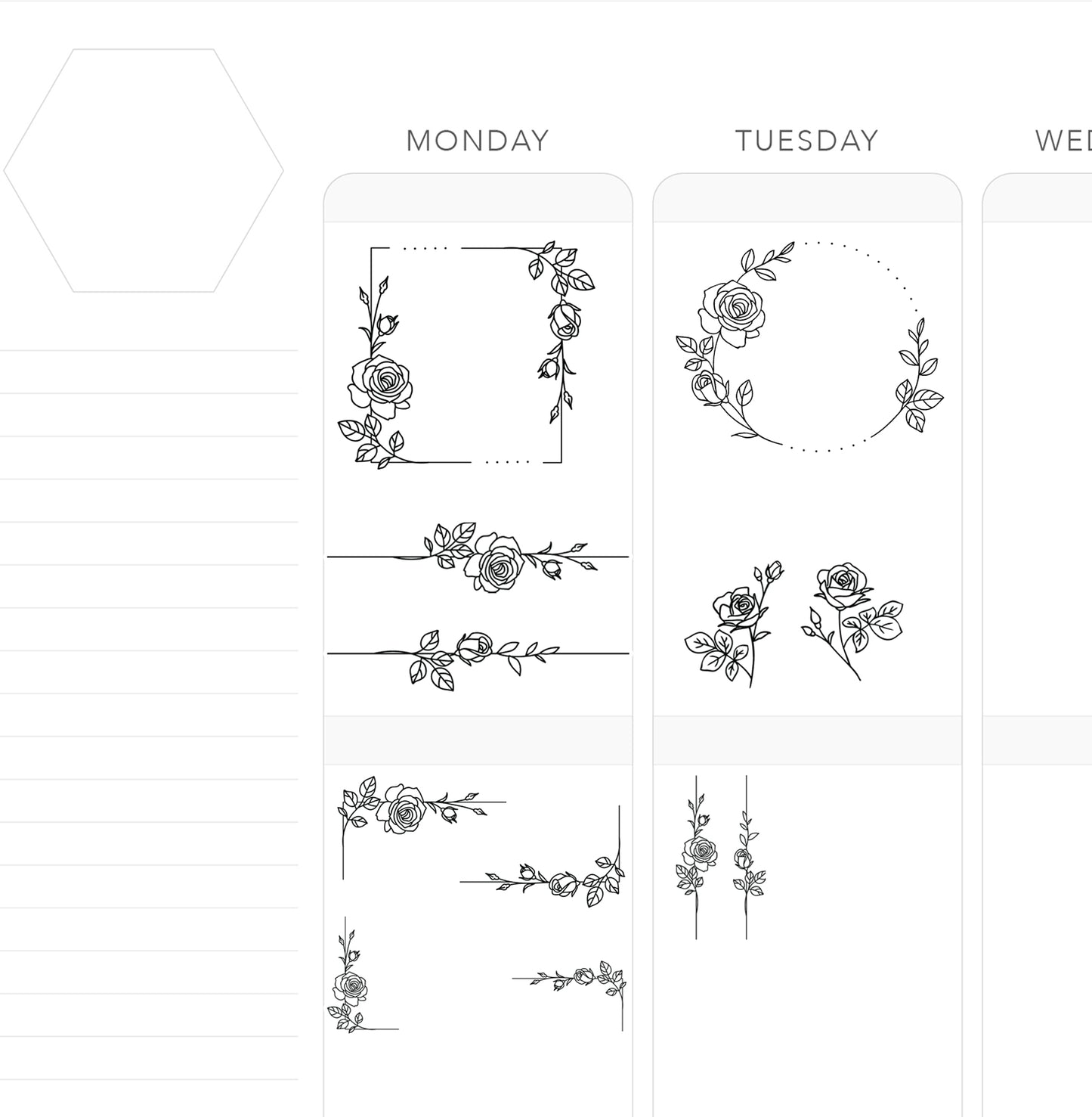 ROSES LINEART // Foil-Ready Stickers
