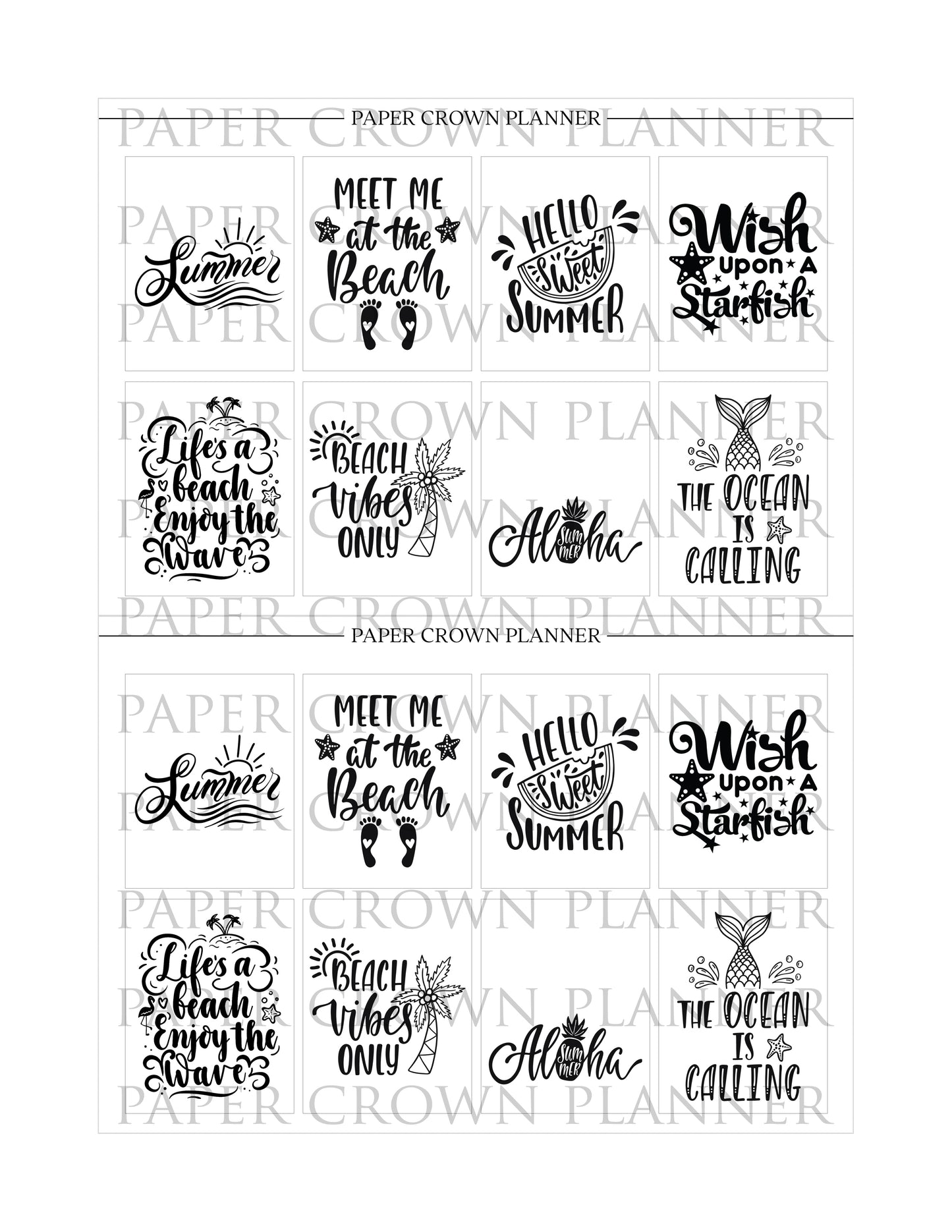 SUMMER QUOTES FULL BOX OVERLAYS // Foil-Ready Planner Stickers