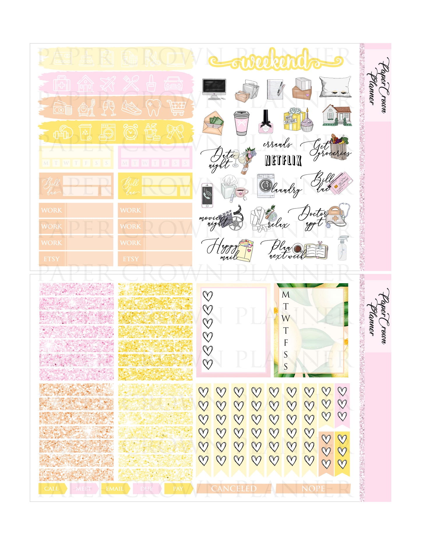 PINK LEMONADE // Weekly Planner Stickers