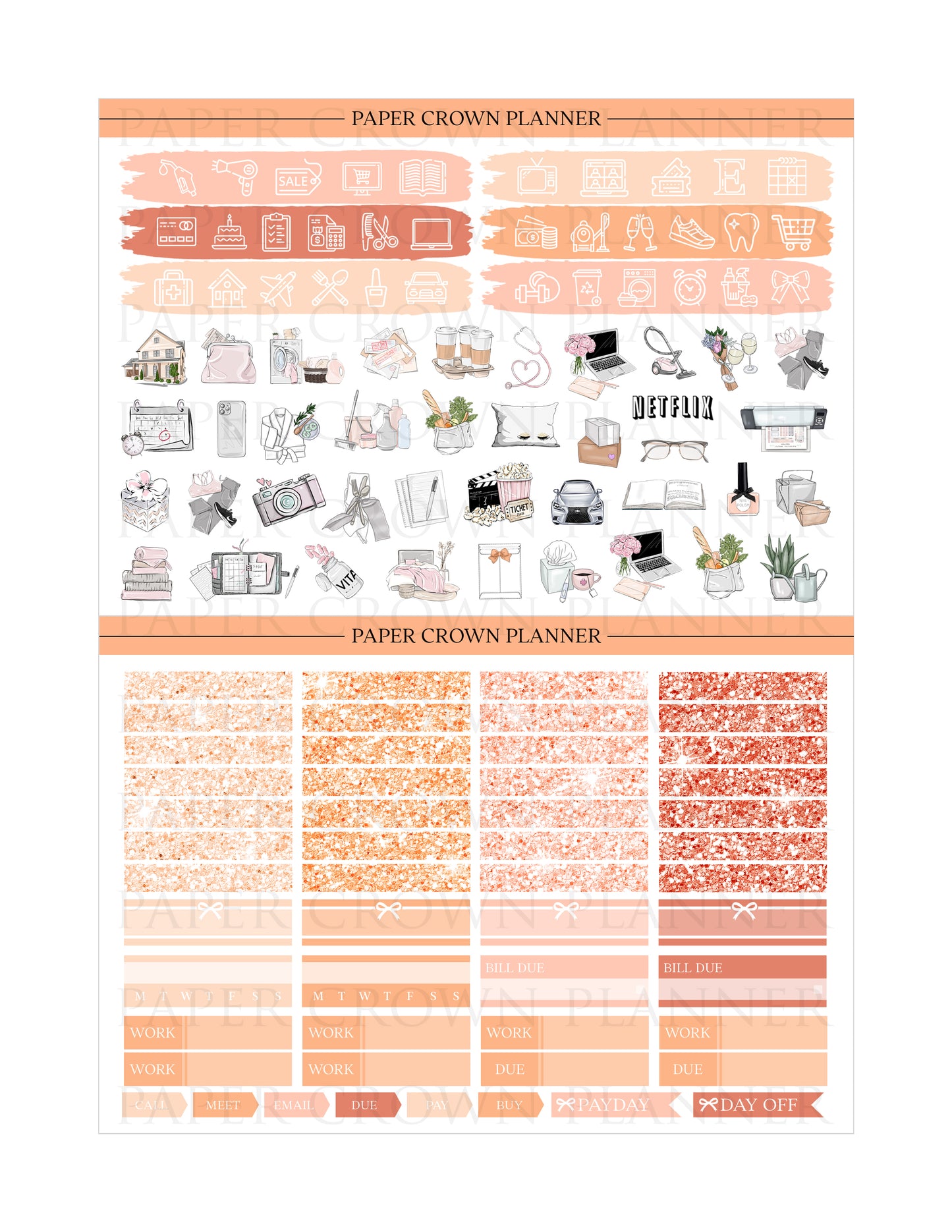 PEACH PERFECT // Weekly planner Stickers