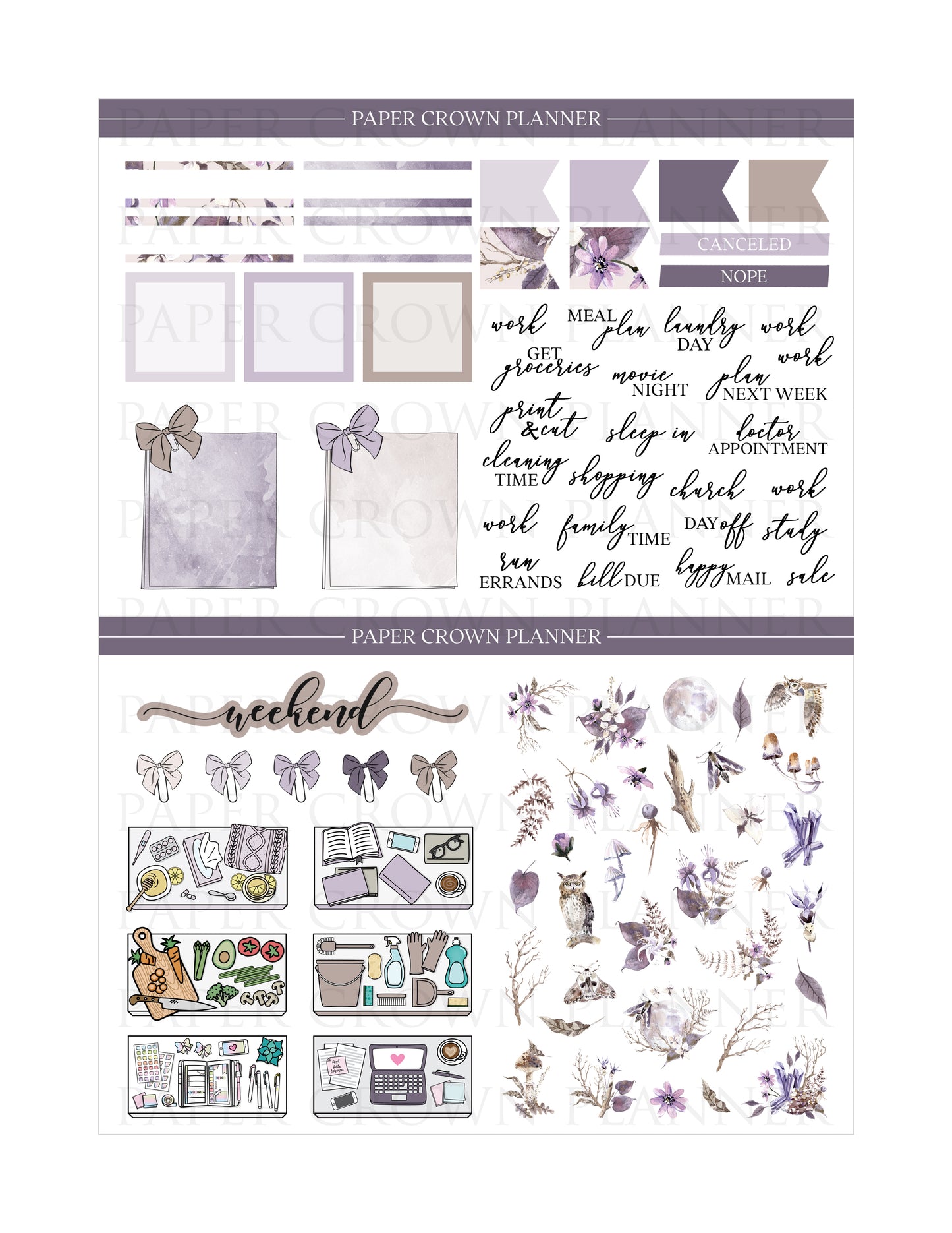 NOCTURNAL Weekly Planner Stickers