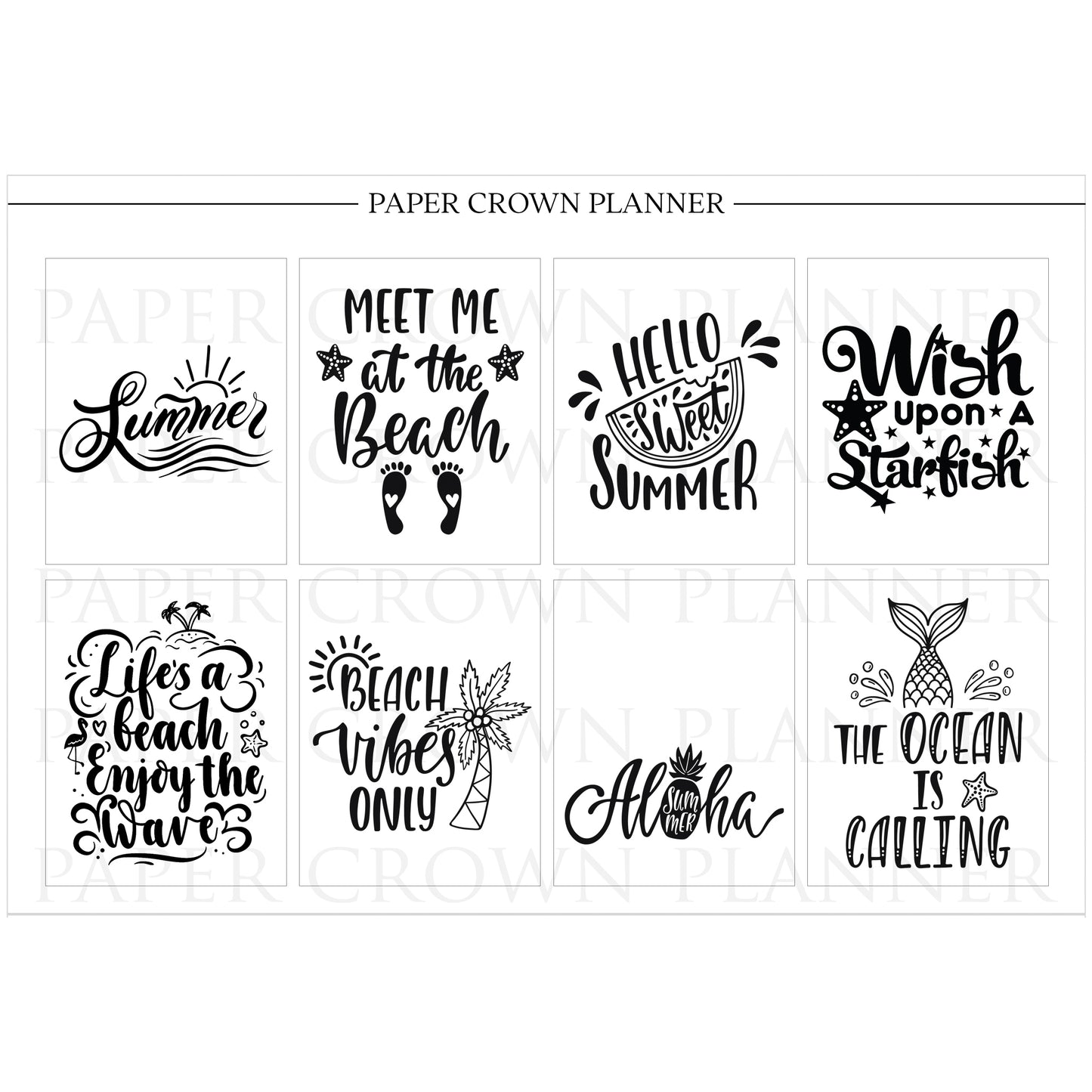 SUMMER QUOTES FULL BOX OVERLAYS // Foil-Ready Planner Stickers