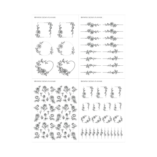 ROSES LINEART // Foil-Ready Stickers