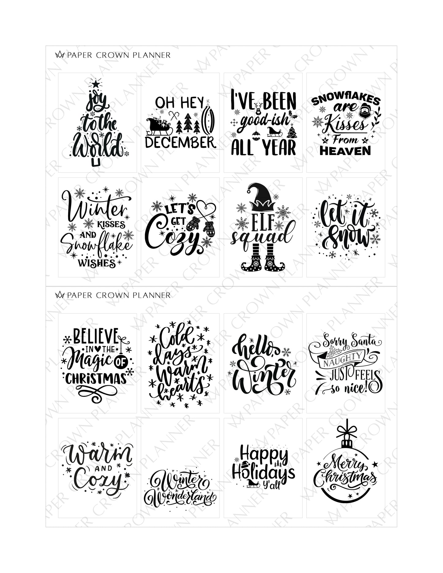 WINTER AND CHRISTMAS QUOTES // Foil-Ready Stickers